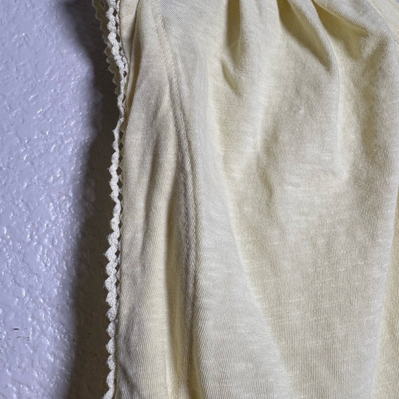 Sundry Pale Yellow Muscle Tee Boxy Relaxed with Lace Detail on Sleeve. CottonUSA - Picture 3 of 10